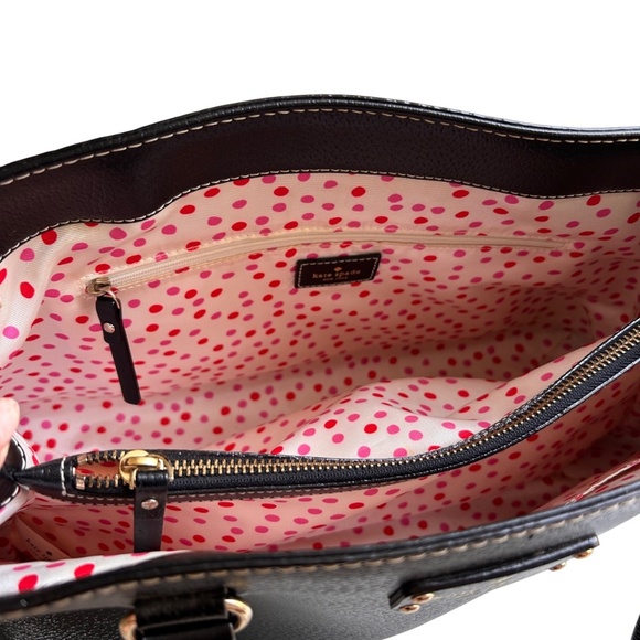NWOT Kate Spade Black Leather Wellesley Fallon Large Tote Bag